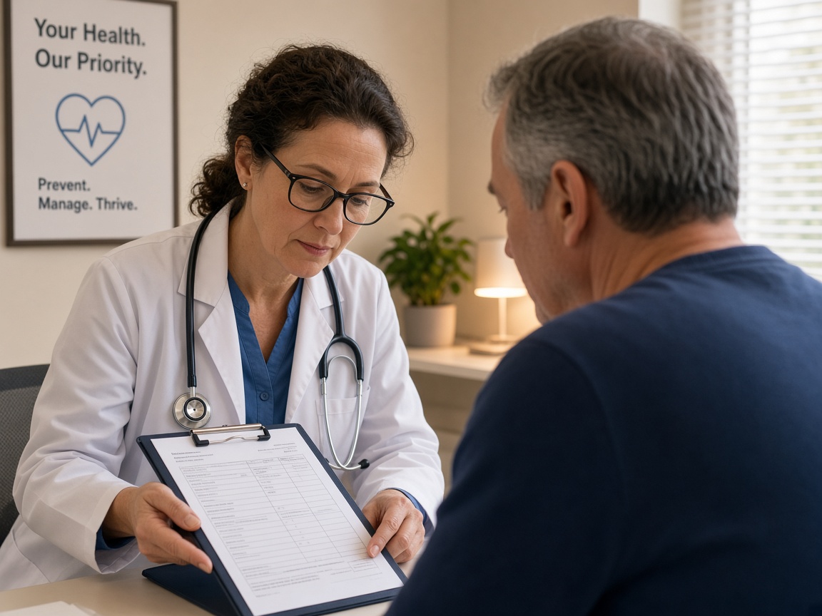 Clinician reviewing a chart with a patient